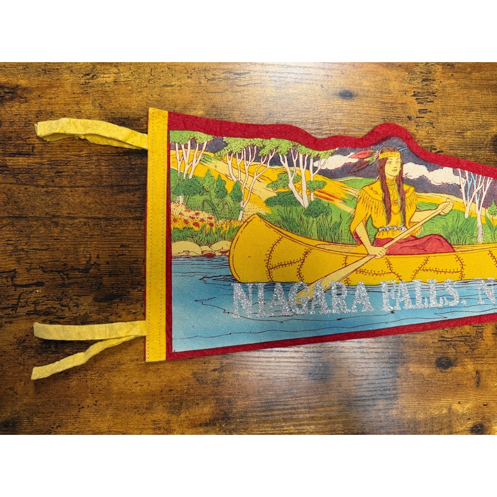 Vintage Niagara Falls, NY pennant canoe shaped