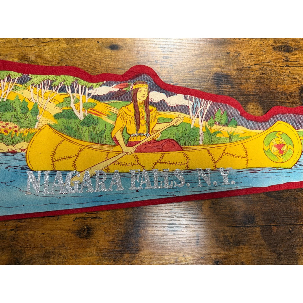 Vintage Niagara Falls, NY pennant canoe shaped