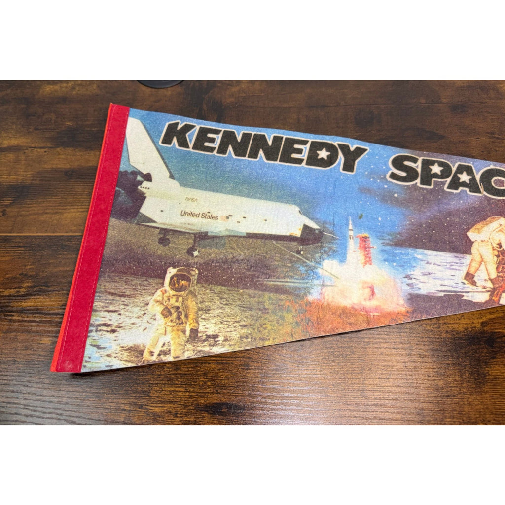 Vintage Kennedy Space Center Pennant Flag Florida Space Shuttle Astronaut Design
