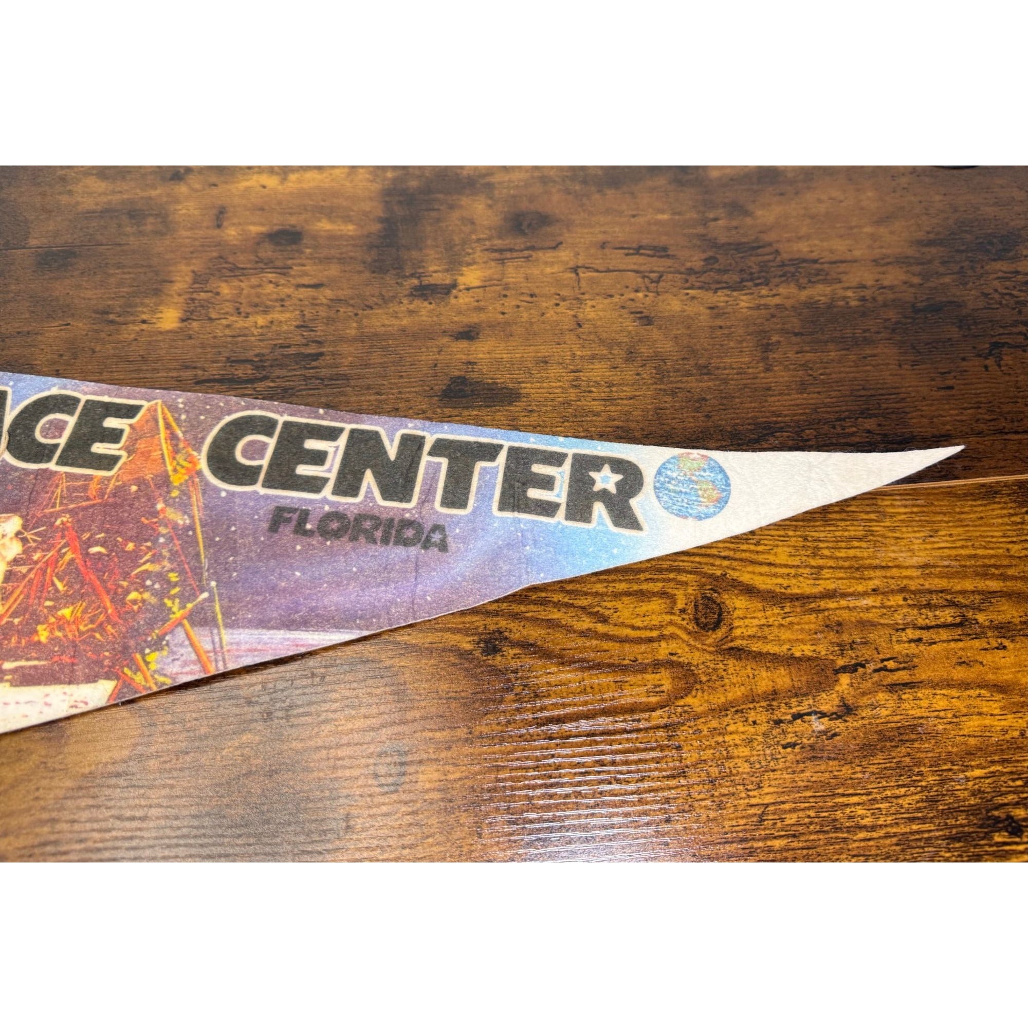 Vintage Kennedy Space Center Pennant Flag Florida Space Shuttle Astronaut Design