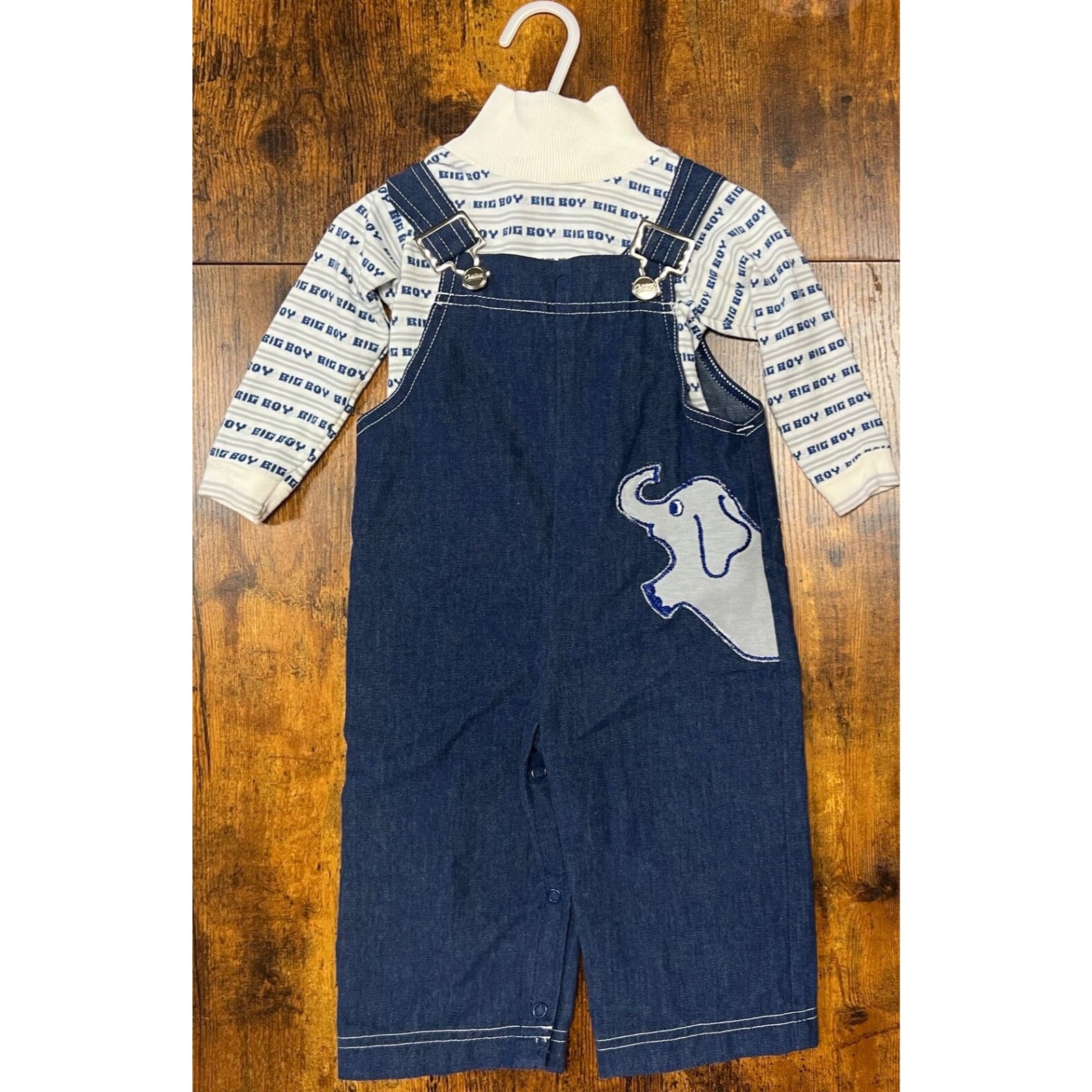 Vintage Carter's denim overalls with big boy sweater size 18 months
