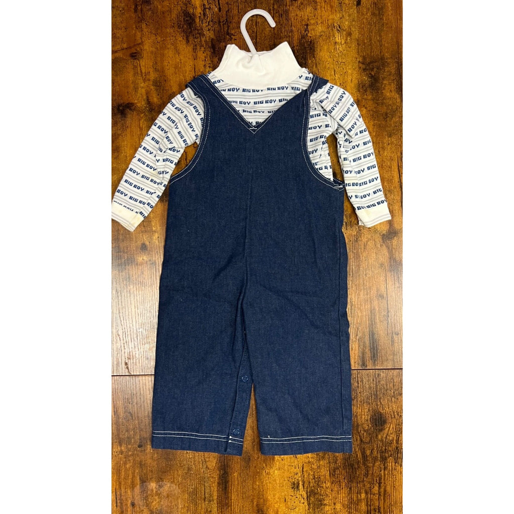 Vintage Carter's denim overalls with big boy sweater size 18 months