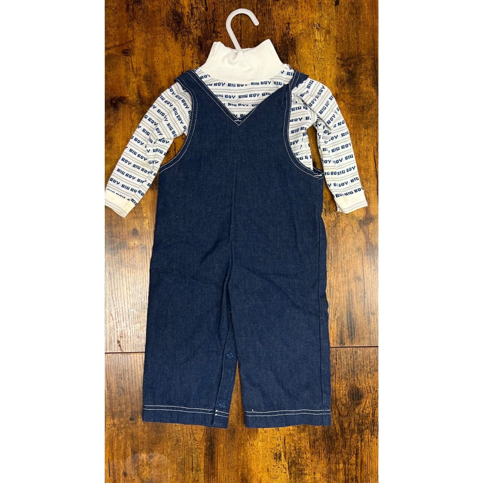 Vintage Carter's denim overalls with big boy sweater size 18 months