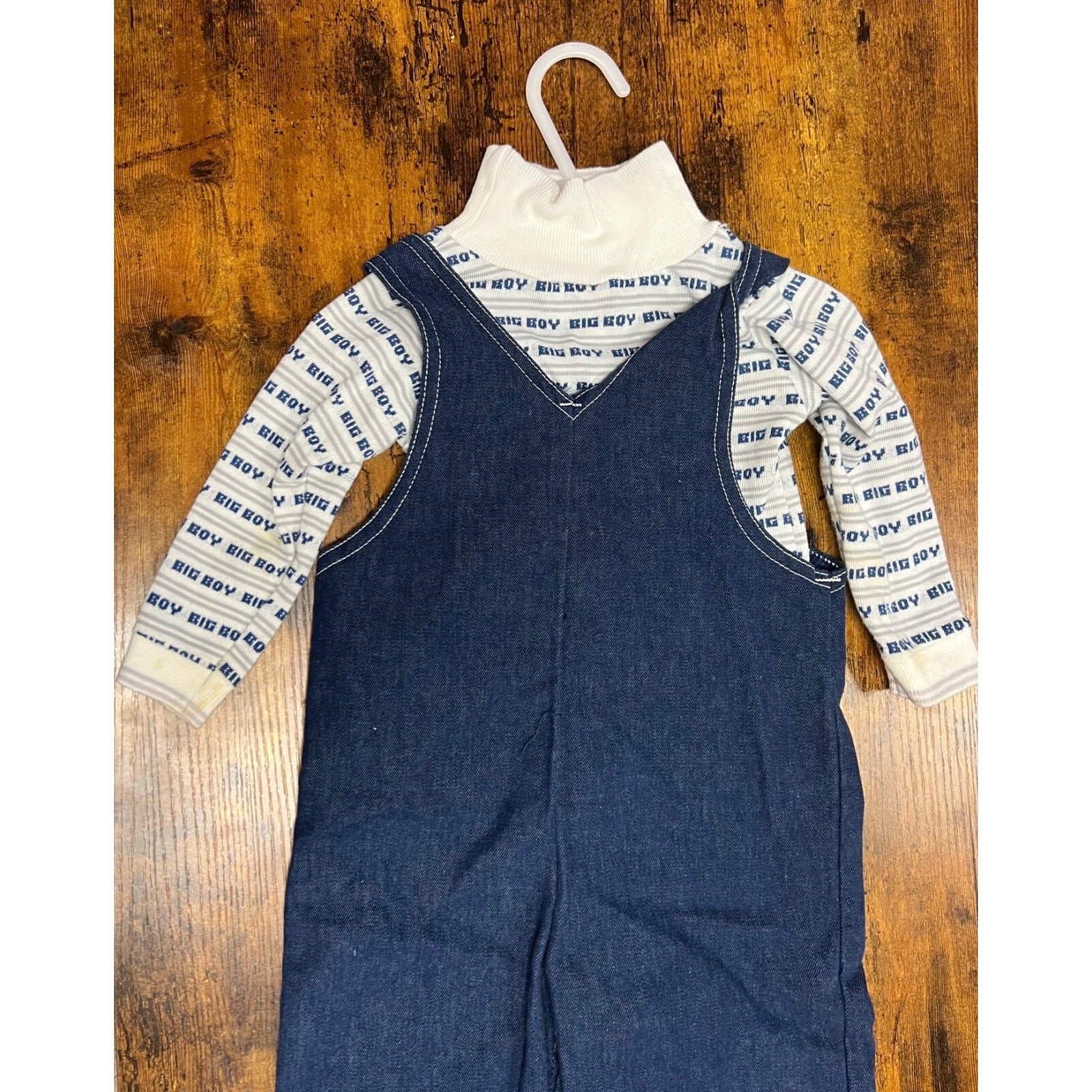 Vintage Carter's denim overalls with big boy sweater size 18 months
