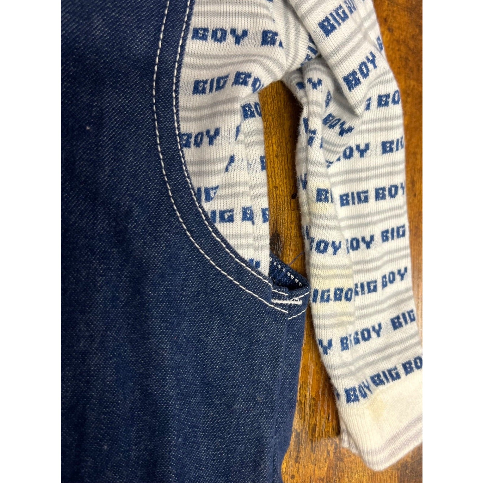 Vintage Carter's denim overalls with big boy sweater size 18 months