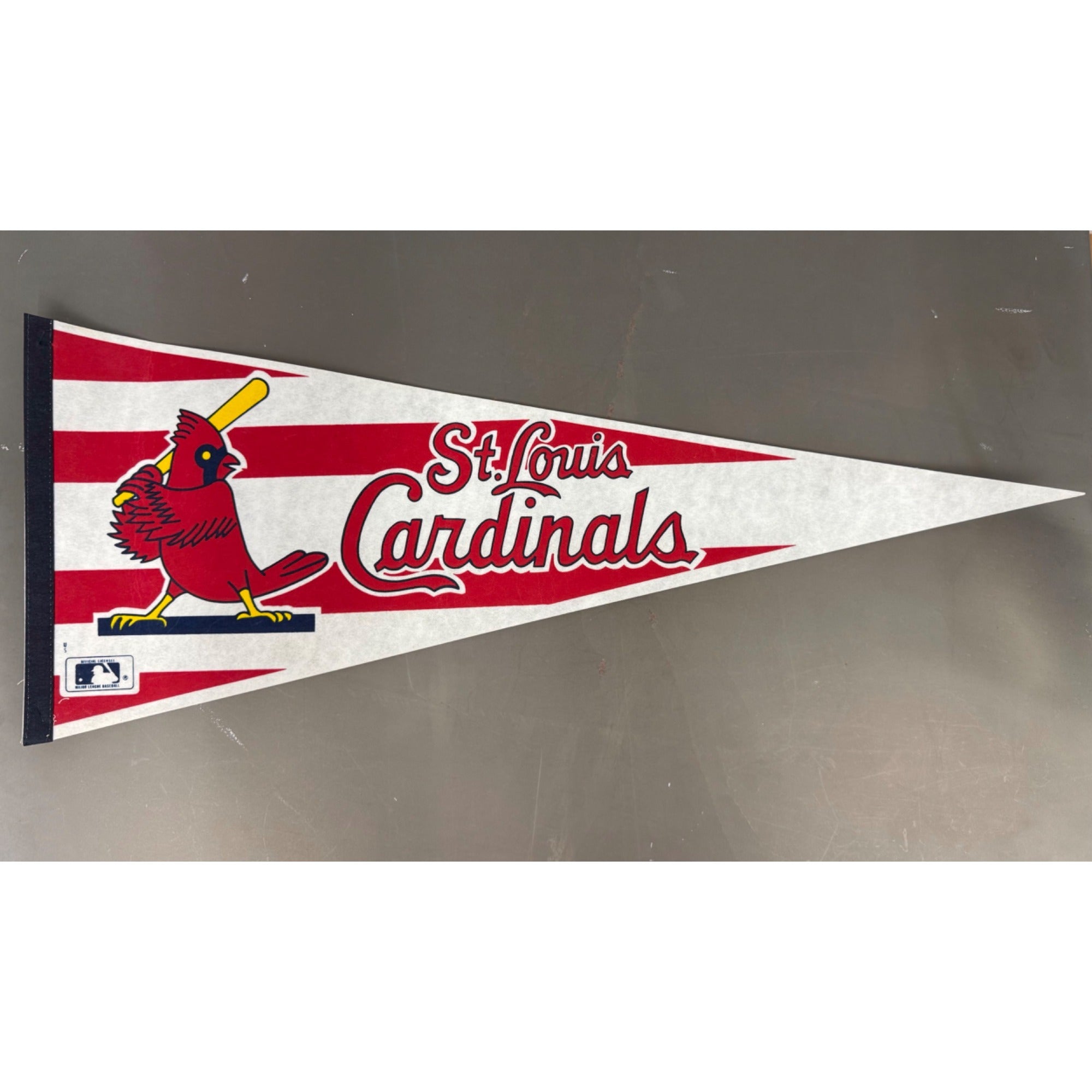 St. Louis Cardinals MLB Licensed Felt Pennant With Bird & Bat Design 30" Vintage Red/White