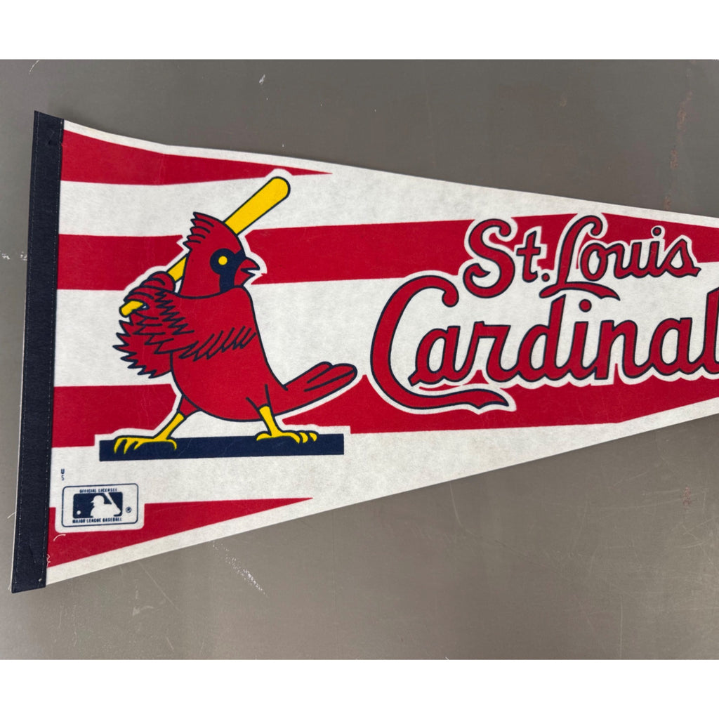 St. Louis Cardinals MLB Licensed Felt Pennant With Bird & Bat Design 30" Vintage Red/White