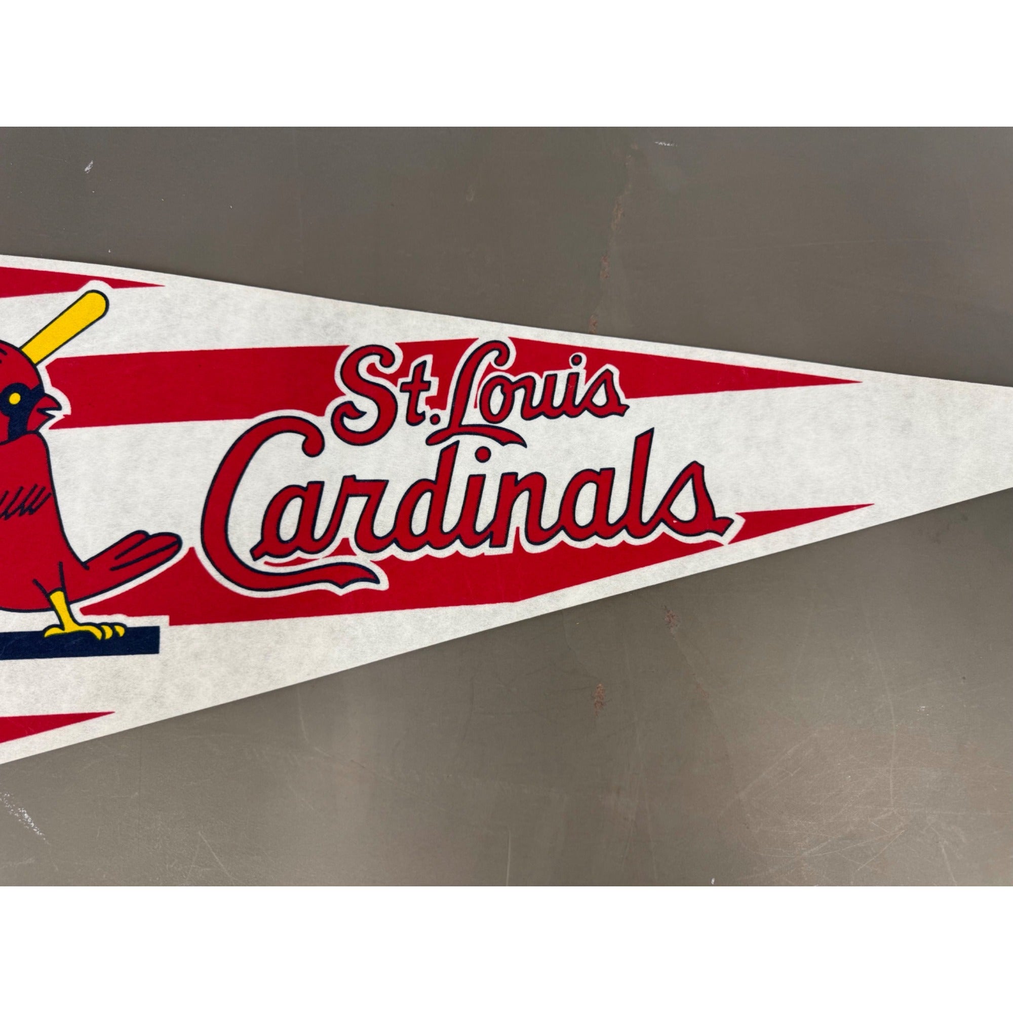 St. Louis Cardinals MLB Licensed Felt Pennant With Bird & Bat Design 30" Vintage Red/White