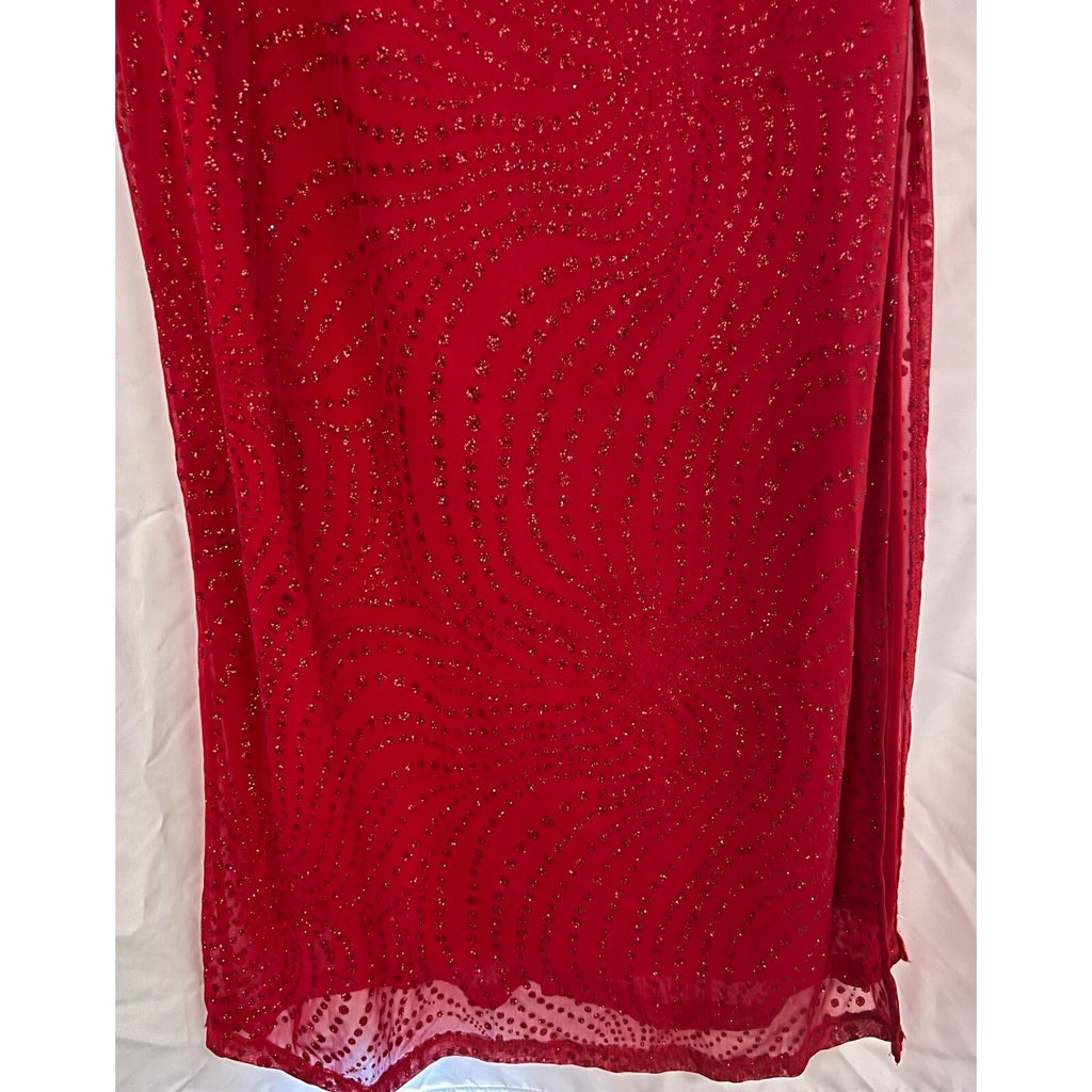 Vintage Women's Finesse USA red glitter halter dress size Small Made in USA