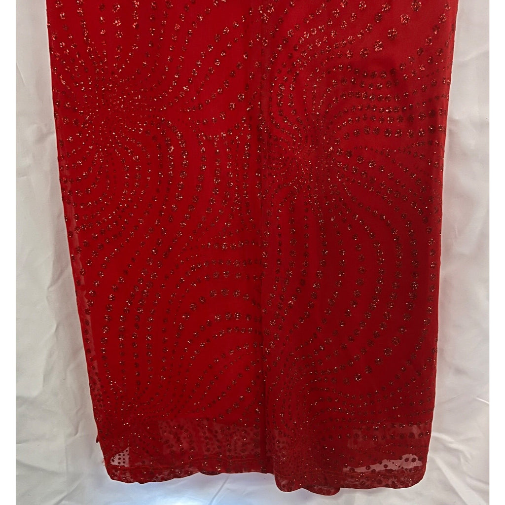 Vintage Women's Finesse USA red glitter halter dress size Small Made in USA