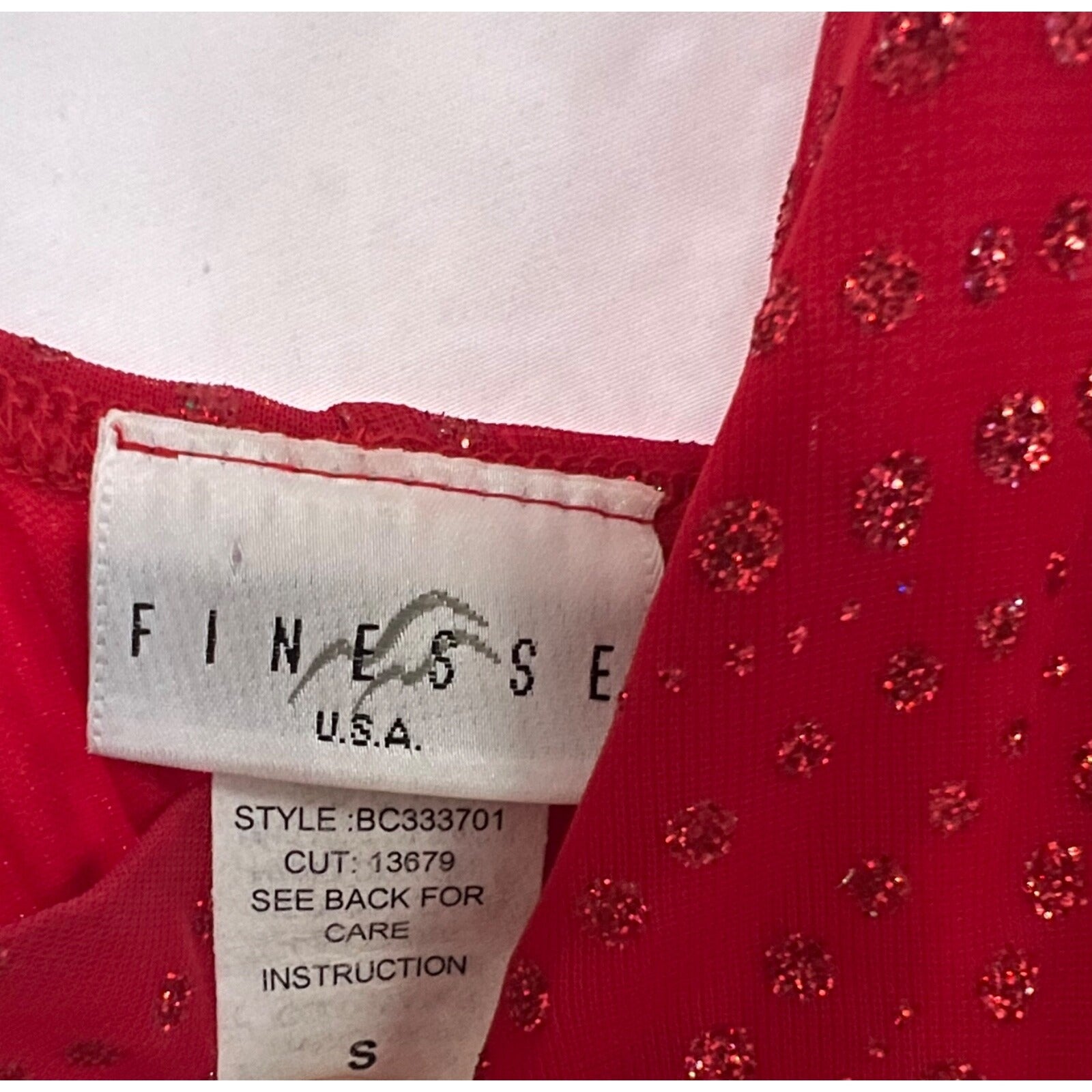 Vintage Women's Finesse USA red glitter halter dress size Small Made in USA