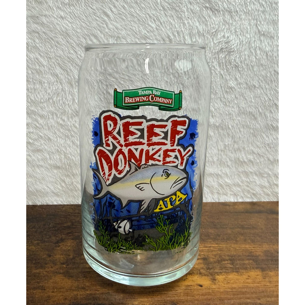 Tampa Bay Brewing Company Reef Donkey APA Pint Glass With Colorful Fish Design