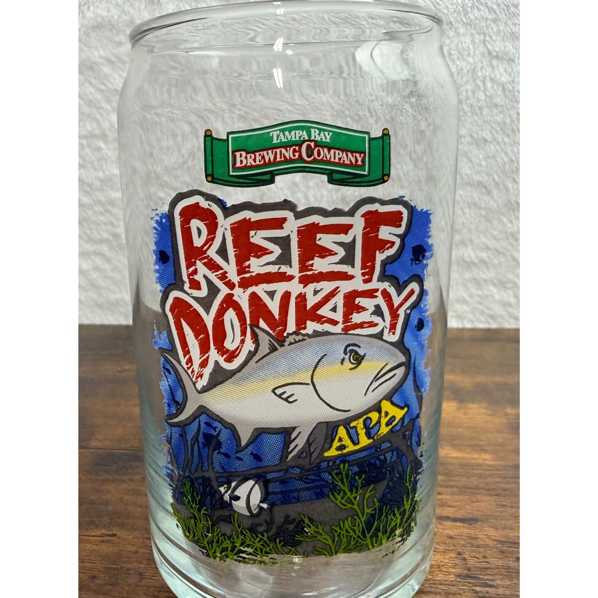 Tampa Bay Brewing Company Reef Donkey APA Pint Glass With Colorful Fish Design