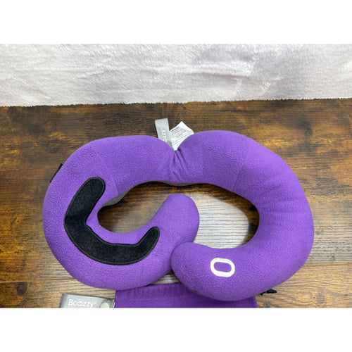 BCOZZY Chin Supporting Travel Pillow Purple/Gray Fleece With Storage Bag