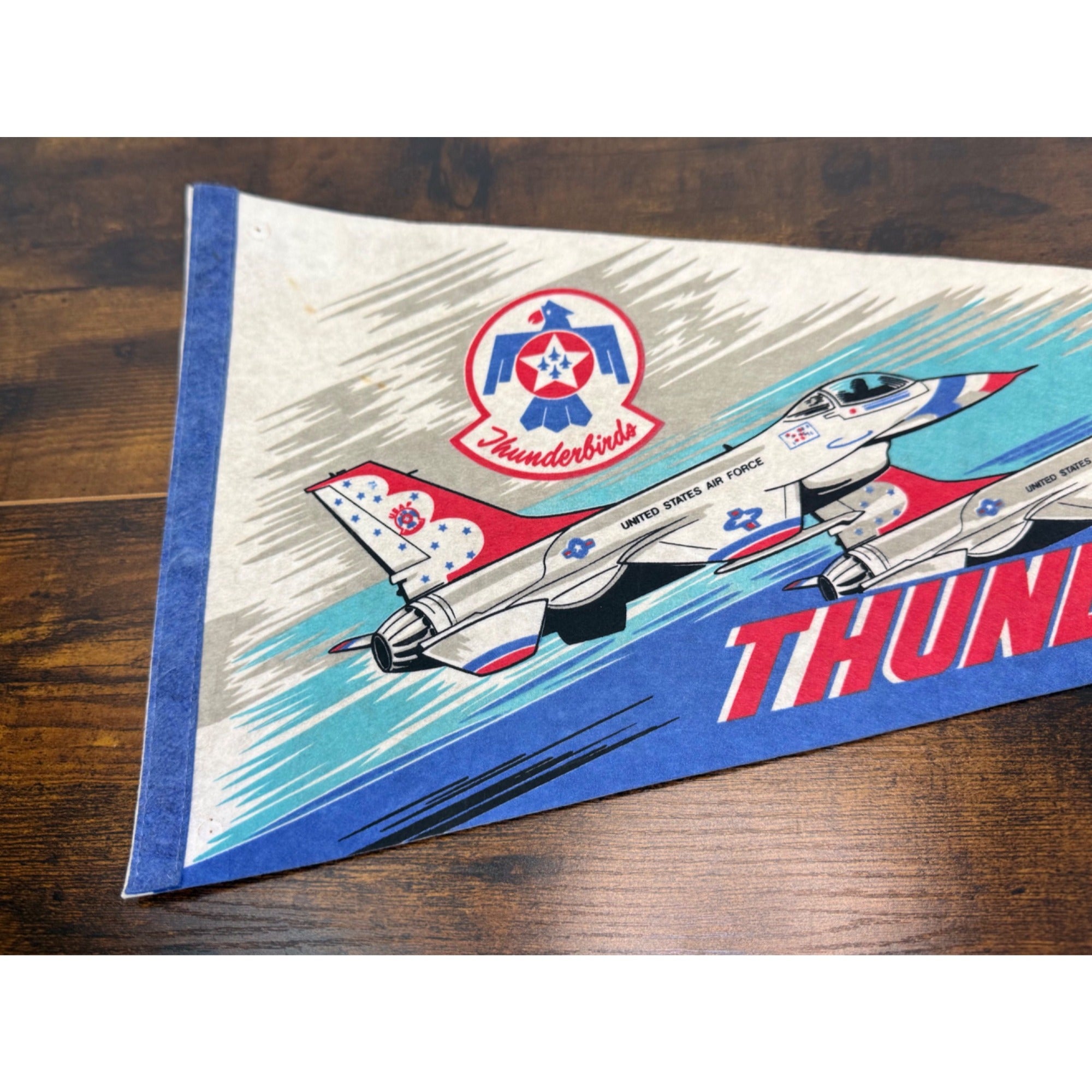 Vintage U.S. Air Force Thunderbirds Felt Pennant With Jet Graphics 30 inches