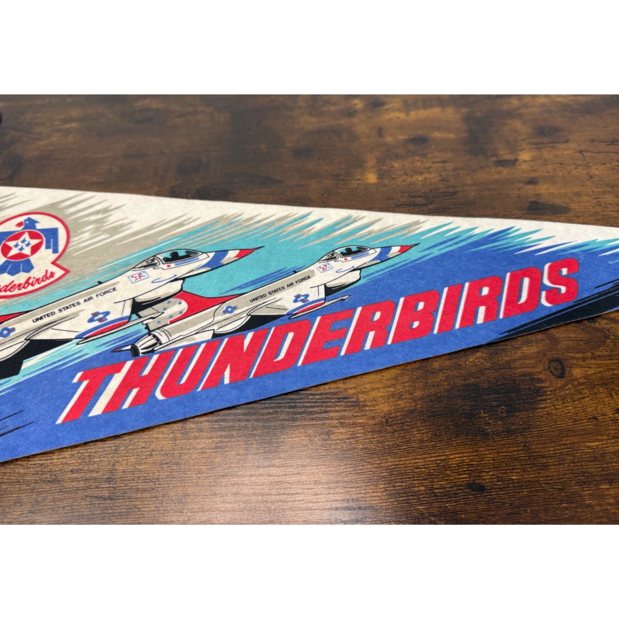 Vintage U.S. Air Force Thunderbirds Felt Pennant With Jet Graphics 30 inches