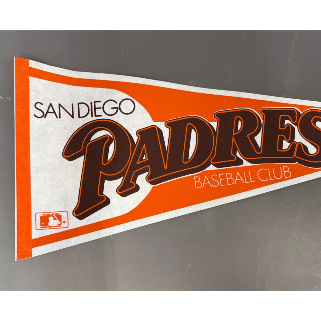 San Diego Padres Baseball Club Vintage Pennant Orange & Brown MLB Memorabilia
