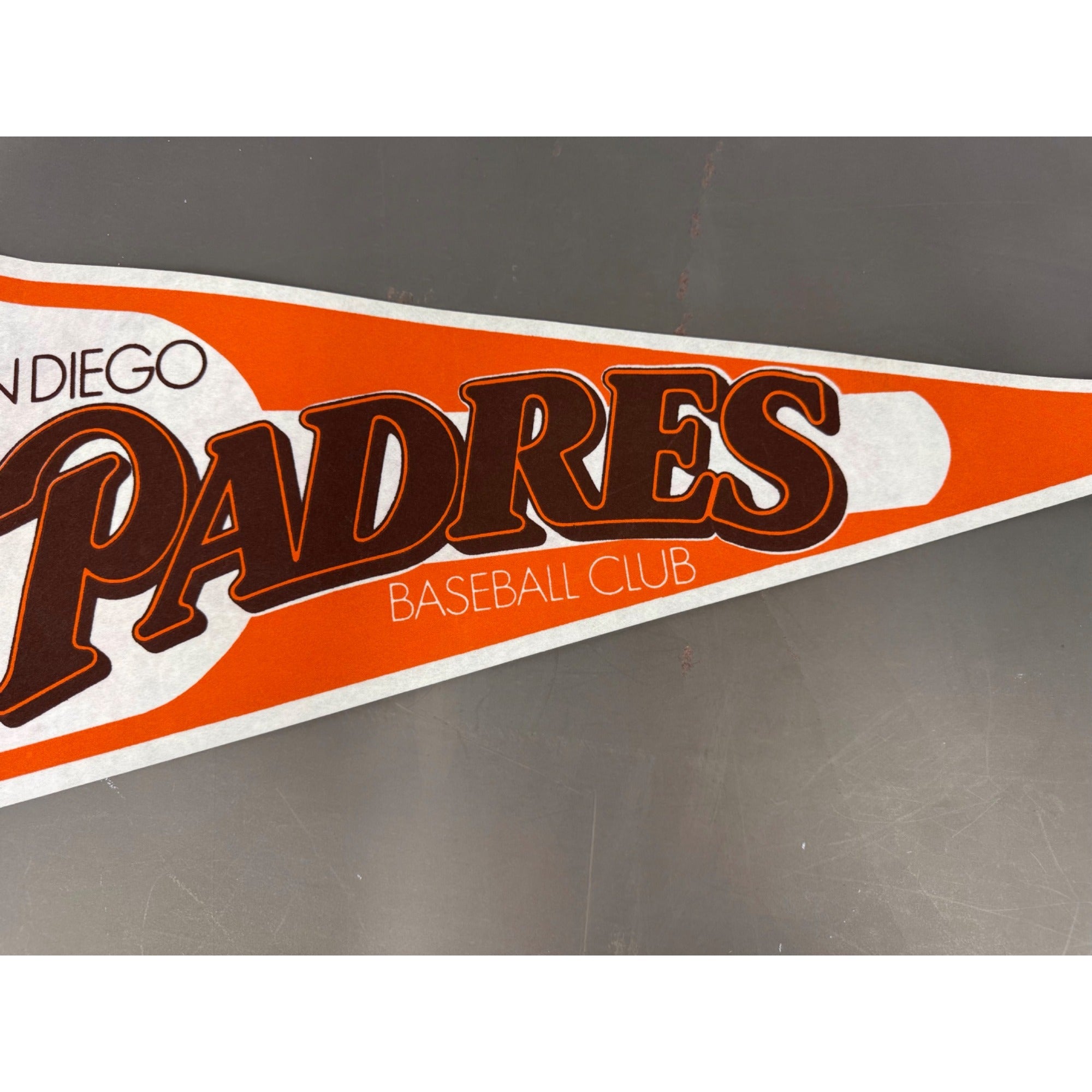 San Diego Padres Baseball Club Vintage Pennant Orange & Brown MLB Memorabilia
