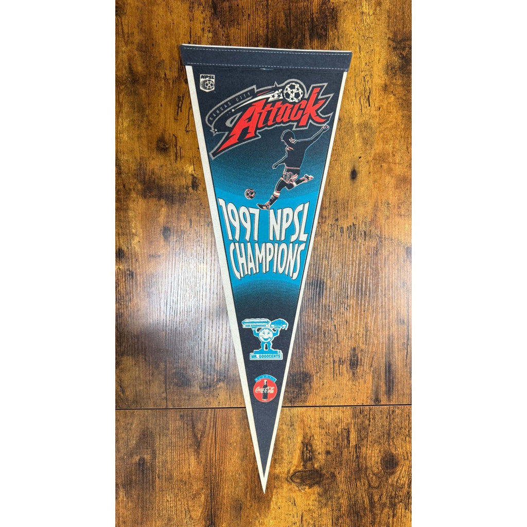 Vintage 1997 NPSL Champions Kansas City Attack pennant