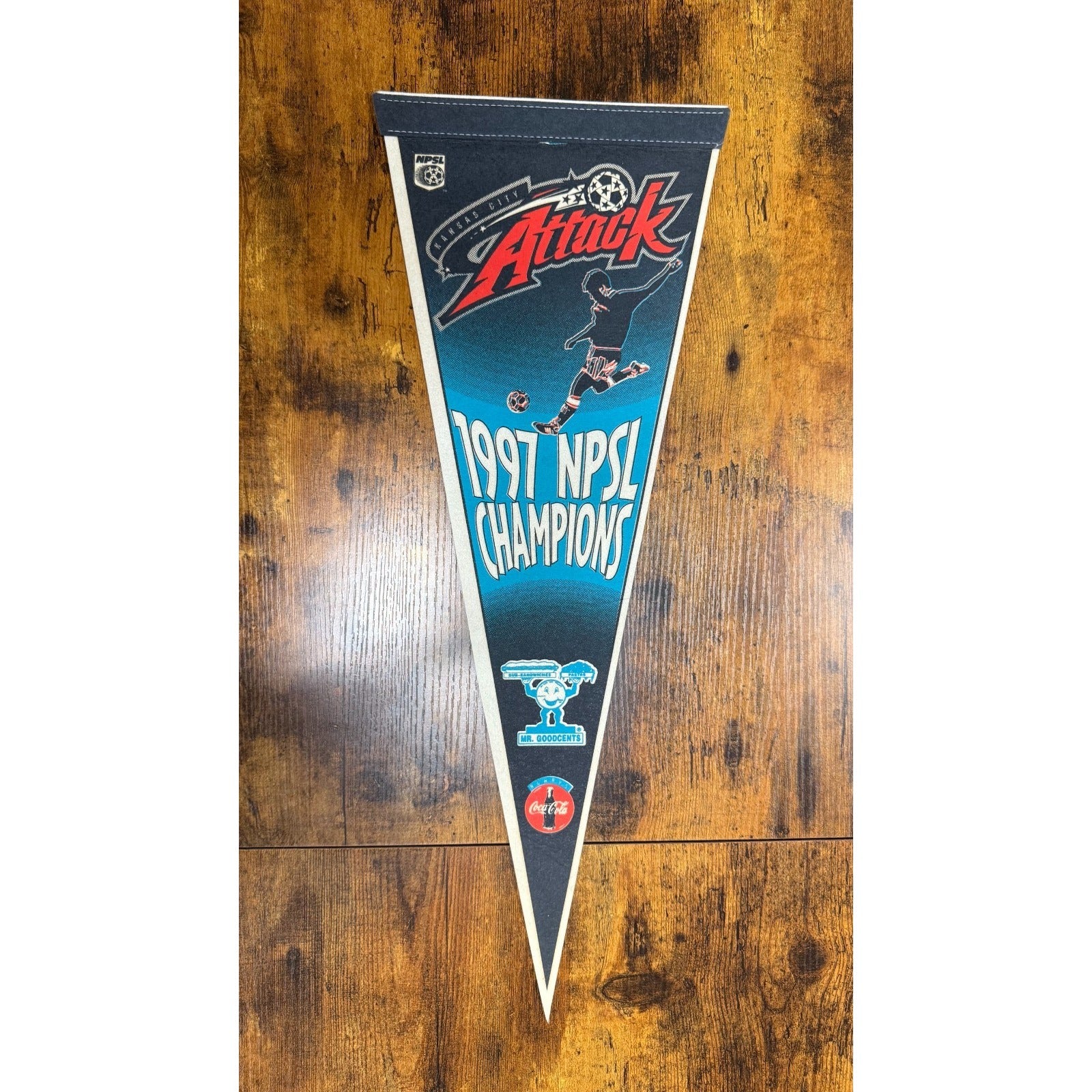 Vintage 1997 NPSL Champions Kansas City Attack pennant
