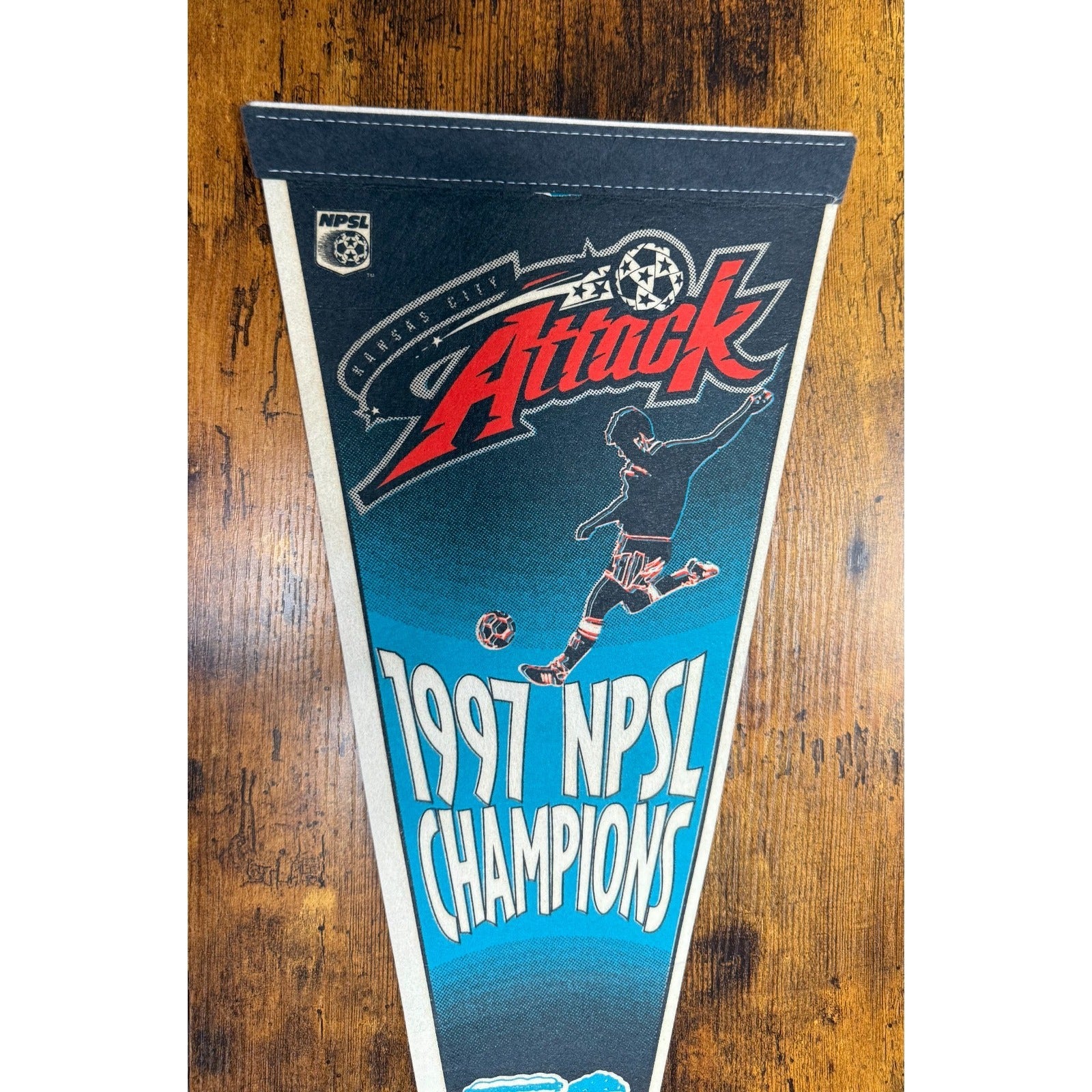 Vintage 1997 NPSL Champions Kansas City Attack pennant