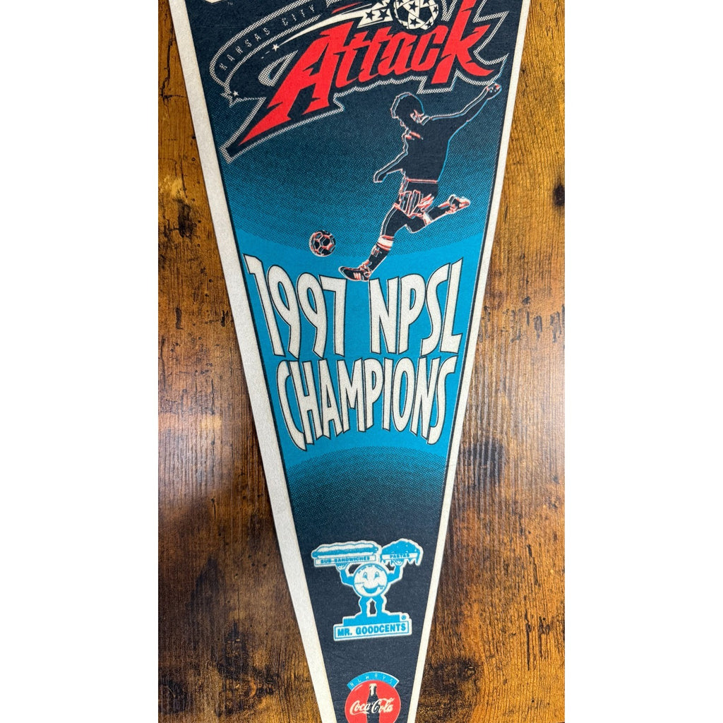 Vintage 1997 NPSL Champions Kansas City Attack pennant