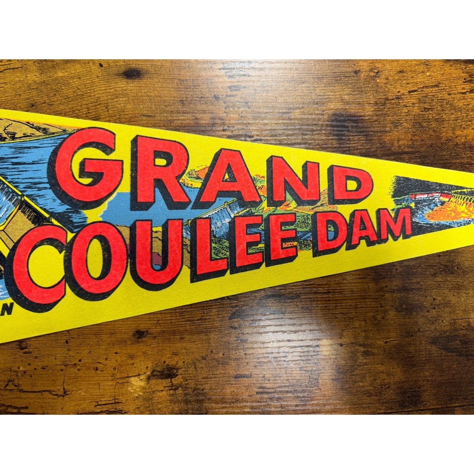 Vintage Grand Coulee Dam, Washington pennant