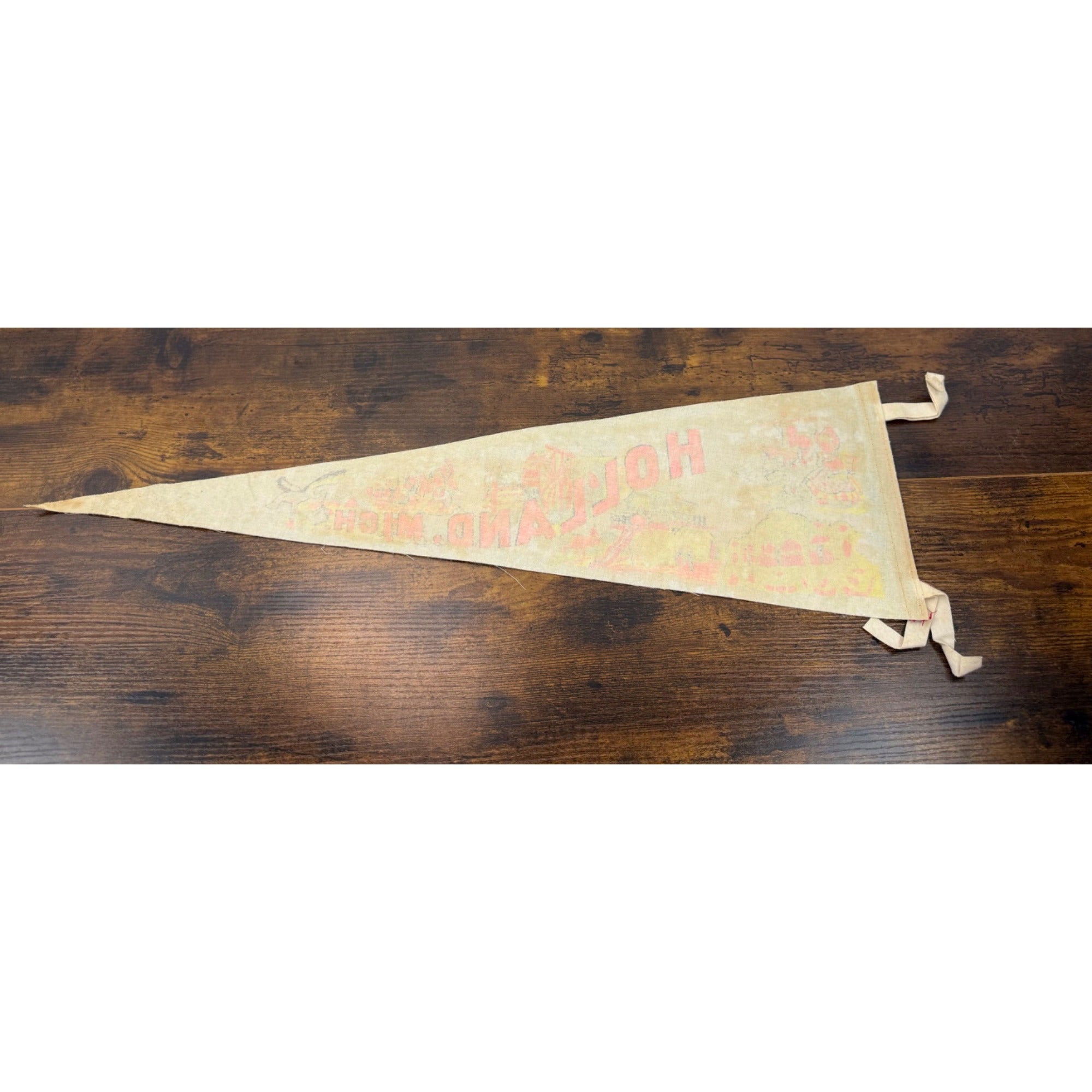 Vintage Holland Michigan Souvenir Felt Pennant With Colorful Dutch-Themed