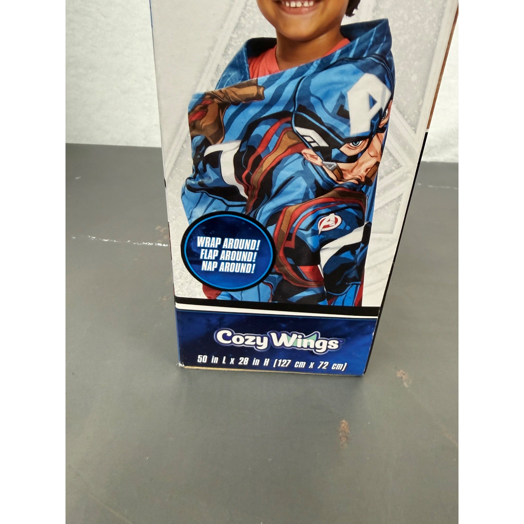 Marvel Avengers Cozy Wings Blanket Wrap For Kids Captain America 50" x 28"
