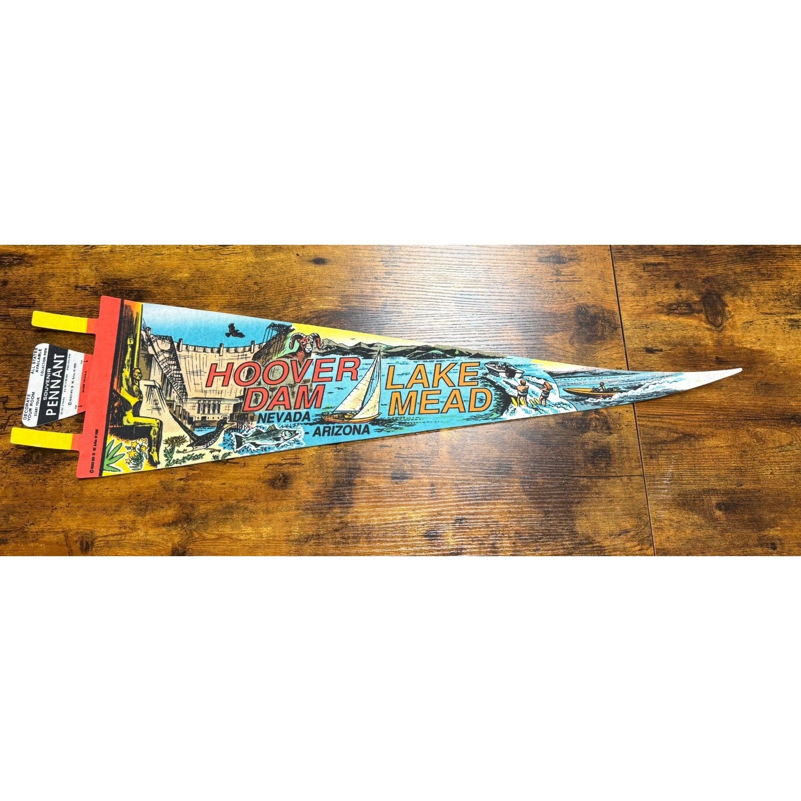 Vintage Hoover Dam, Nevada and Lake Mead, Arizona pennant