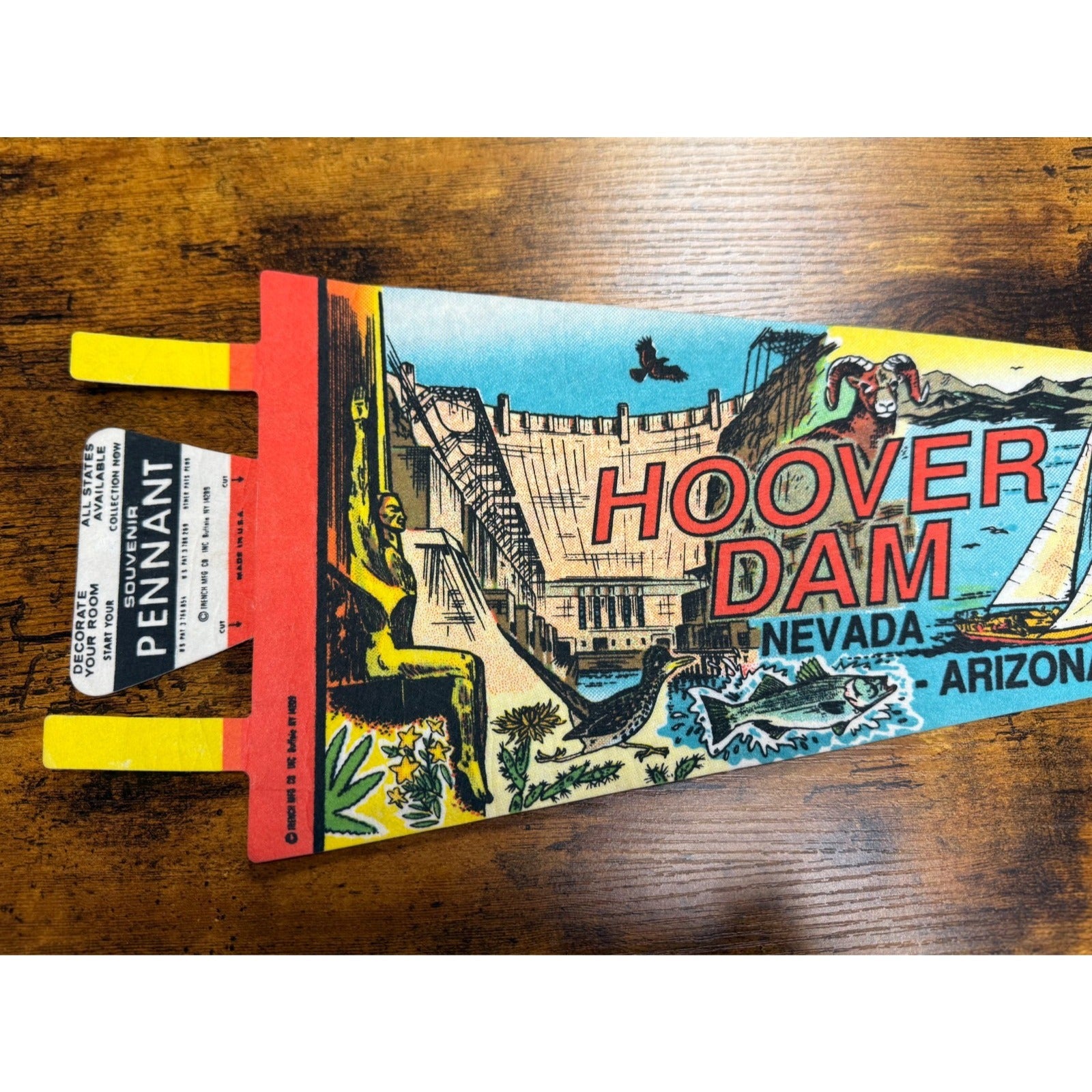 Vintage Hoover Dam, Nevada and Lake Mead, Arizona pennant