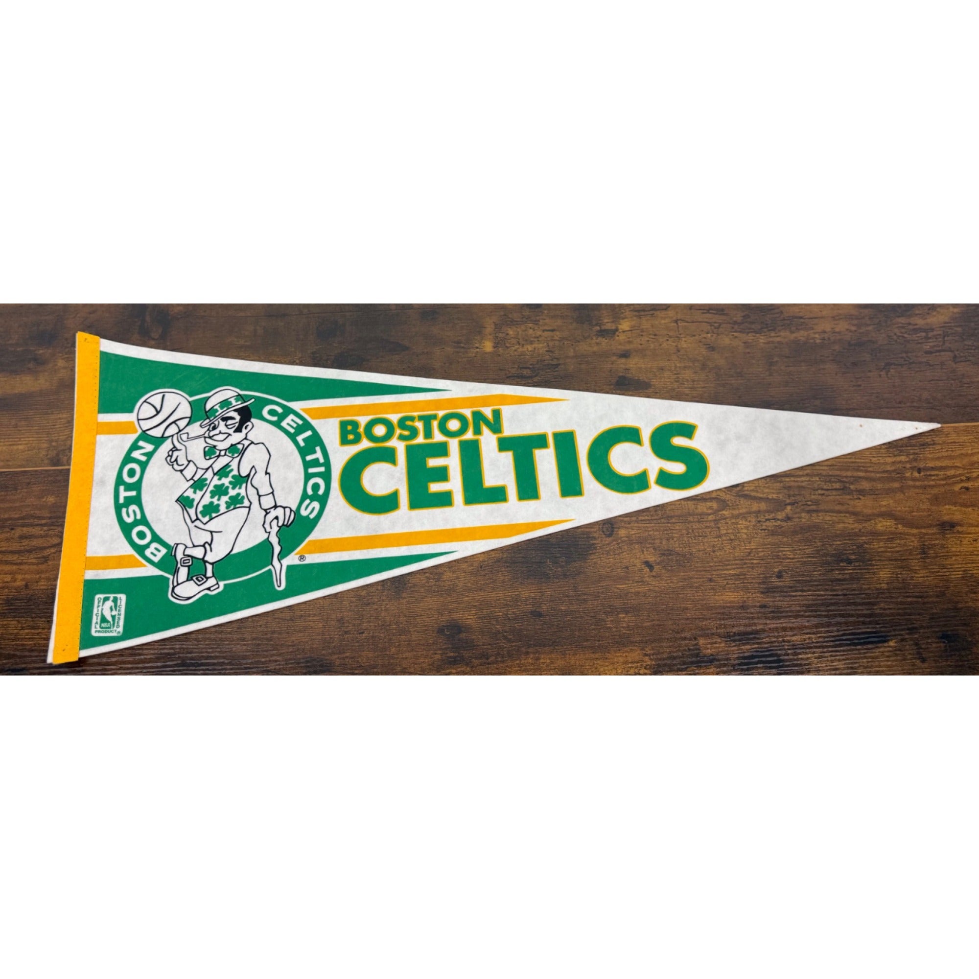 Vintage Boston Celtics NBA Licensed Felt Pennant With Shamrock Mascot