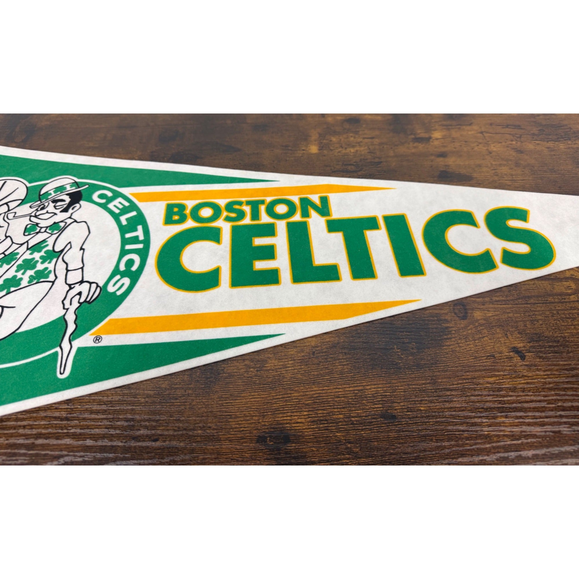 Vintage Boston Celtics NBA Licensed Felt Pennant With Shamrock Mascot