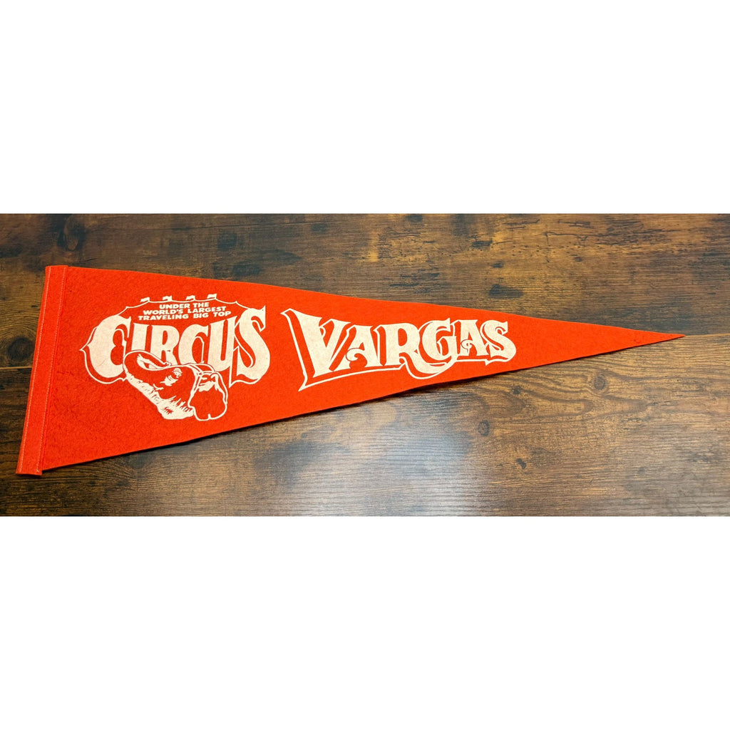 Vintage Circus Vargas Felt Pennant With White Graphics On Orange Felt