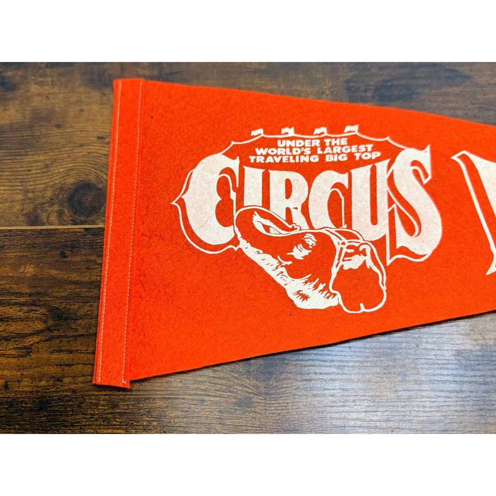 Vintage Circus Vargas Felt Pennant With White Graphics On Orange Felt