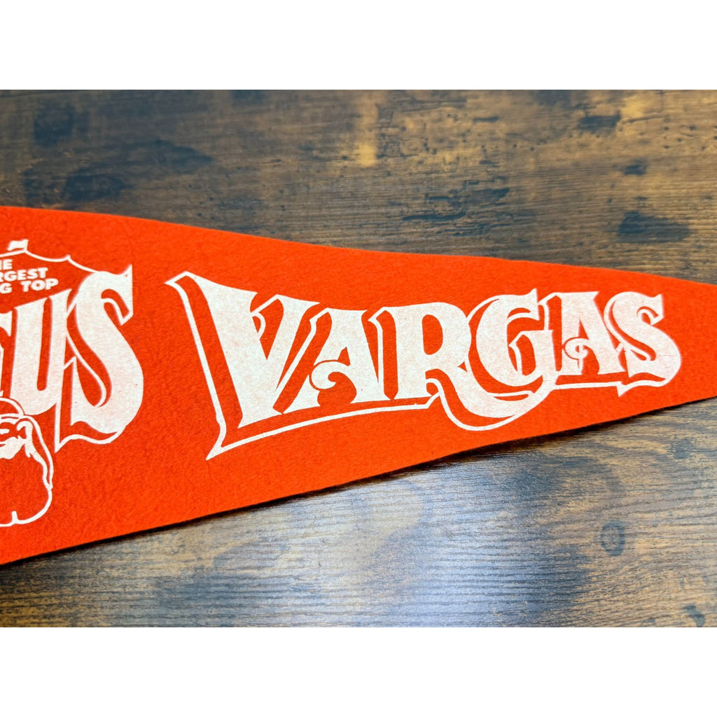 Vintage Circus Vargas Felt Pennant With White Graphics On Orange Felt