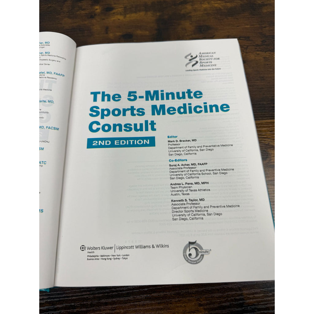 The 5-Minute Sports Medicine Consult 2nd Edition Hardcover By Mark D. Bracker