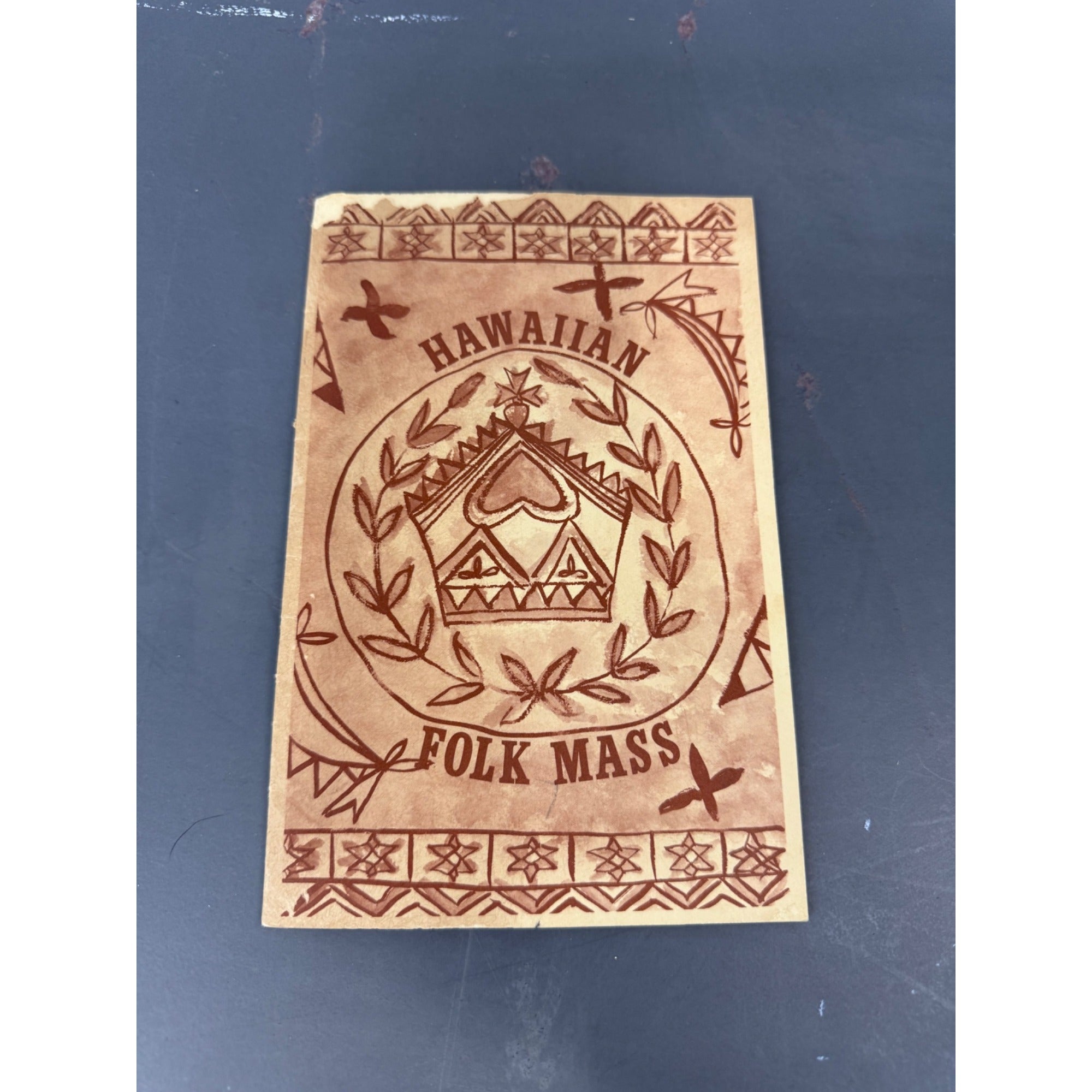 Hawaiian Folk Mass Program - Vintage Religious Booklet With Polynesian Design Cover