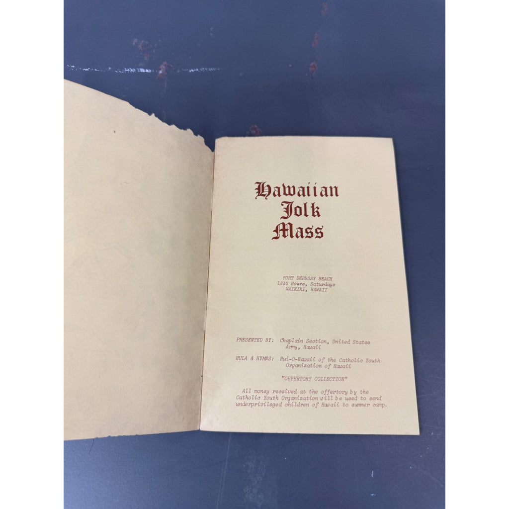 Hawaiian Folk Mass Program - Vintage Religious Booklet With Polynesian Design Cover