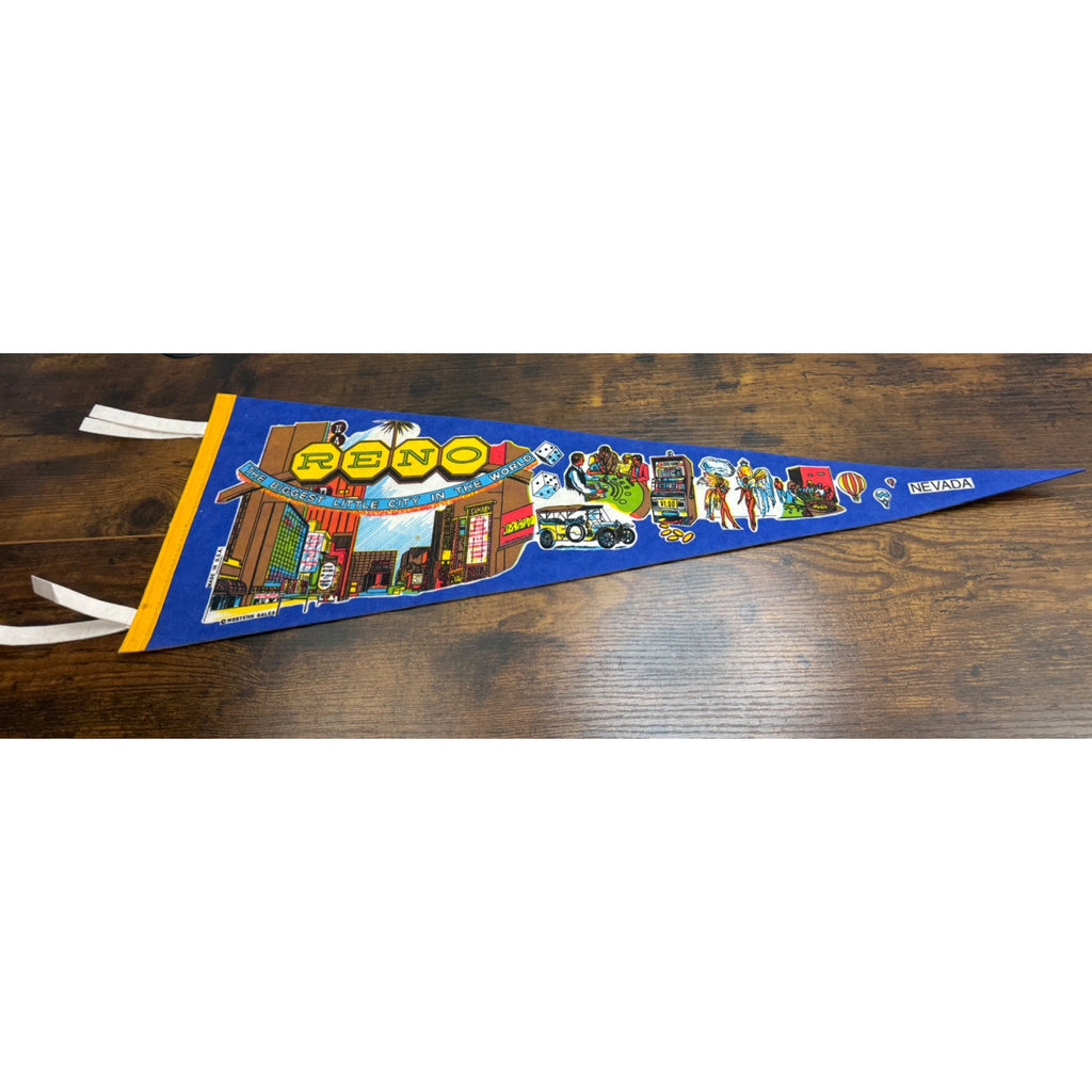 Vintage Reno Nevada Souvenir Felt Pennant 27 inches