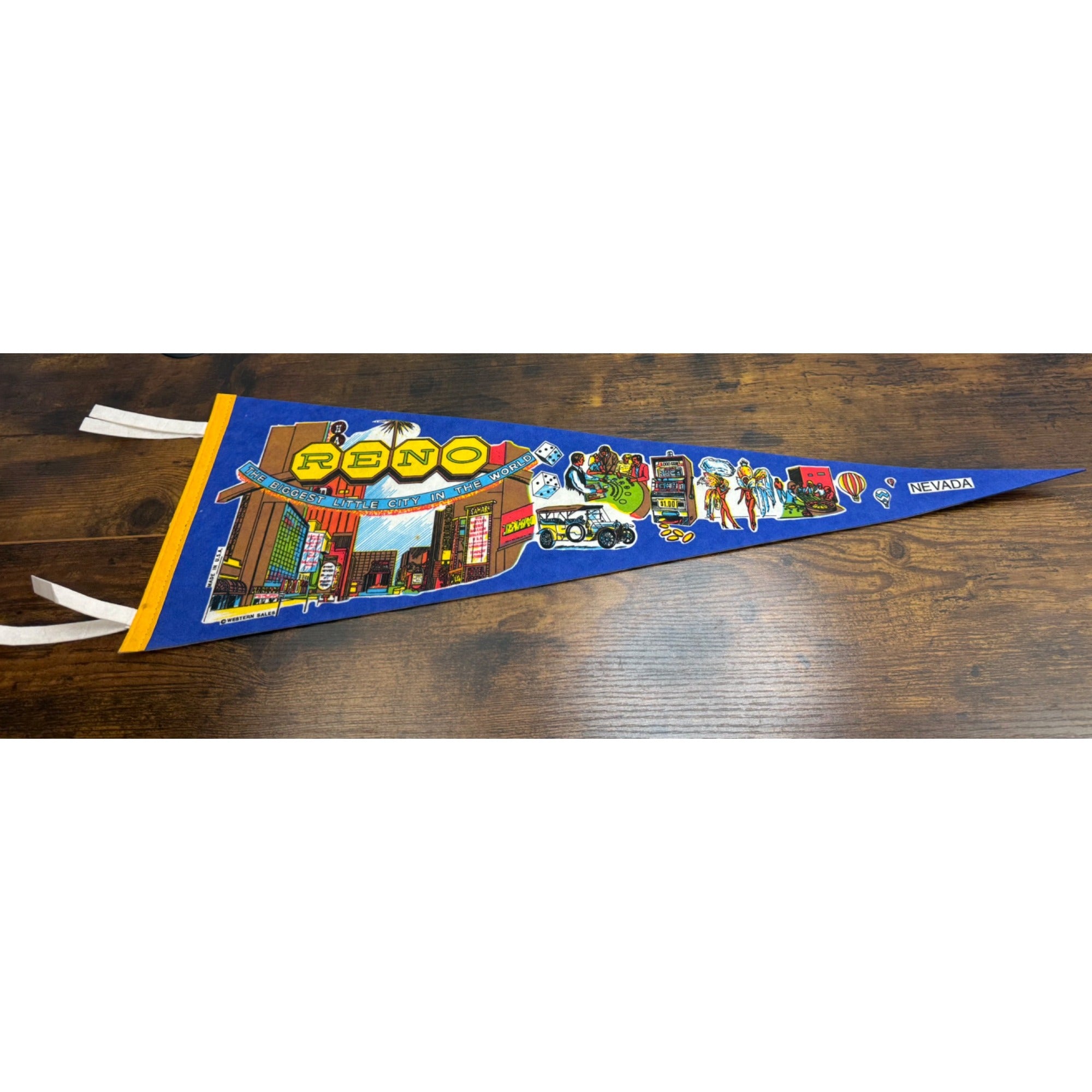 Vintage Reno Nevada Souvenir Felt Pennant 27 inches