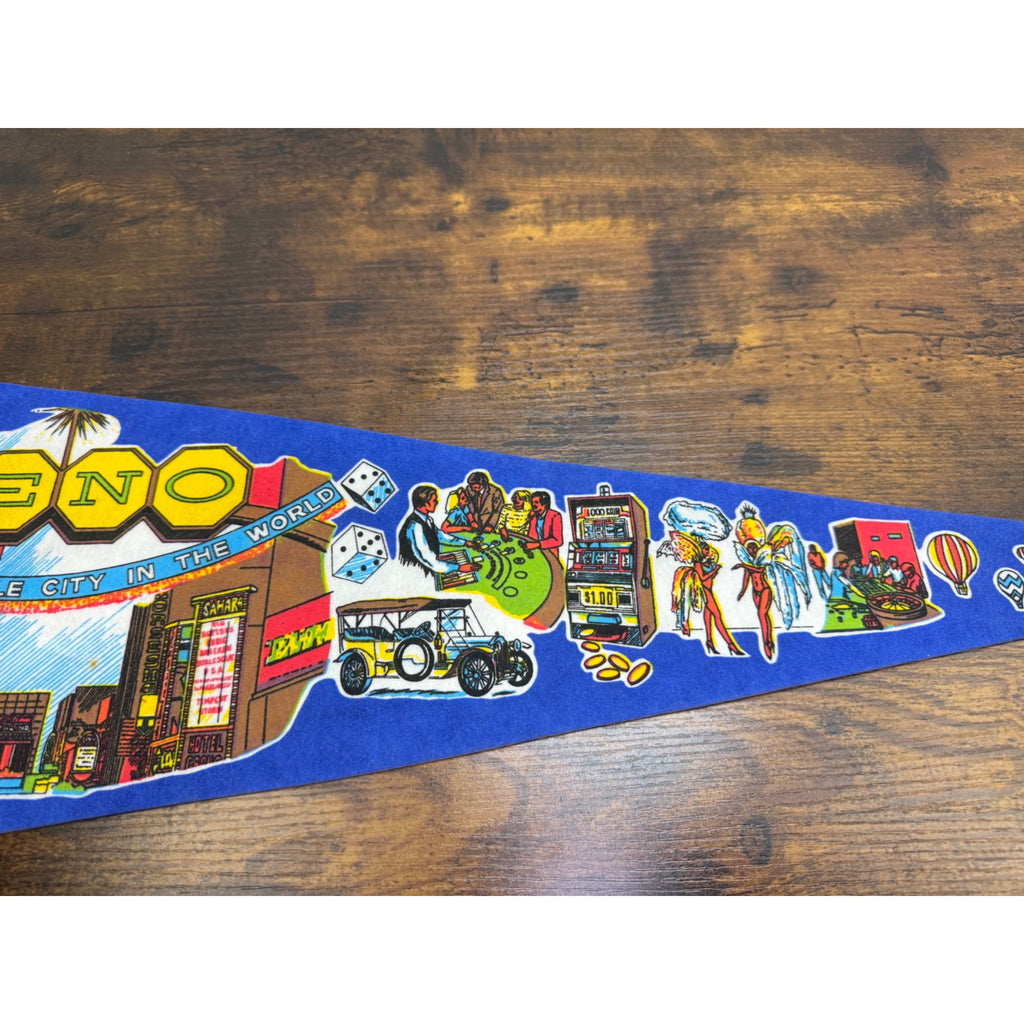 Vintage Reno Nevada Souvenir Felt Pennant 27 inches