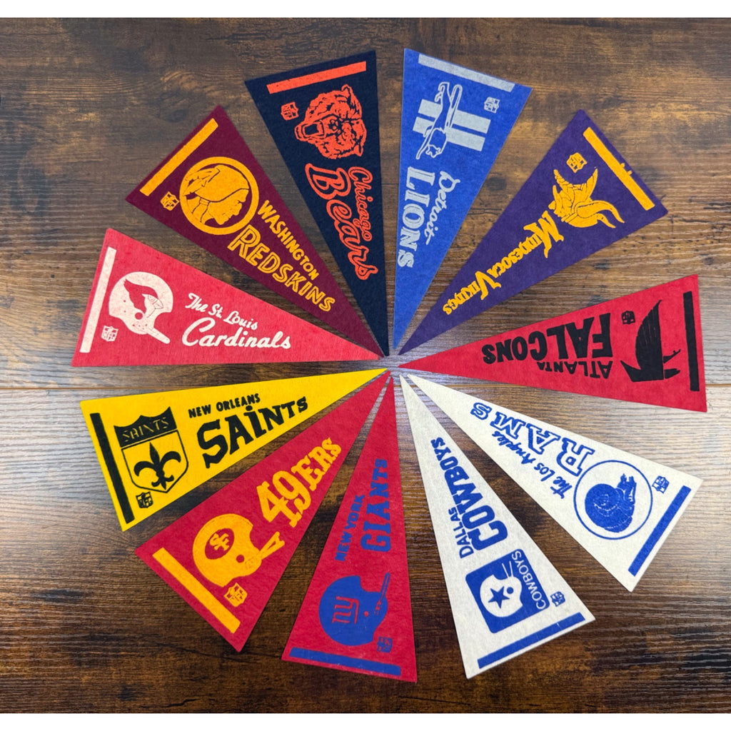 Vintage NFL NFC Team Felt Pennant Set of 11 Classic Logos - Football