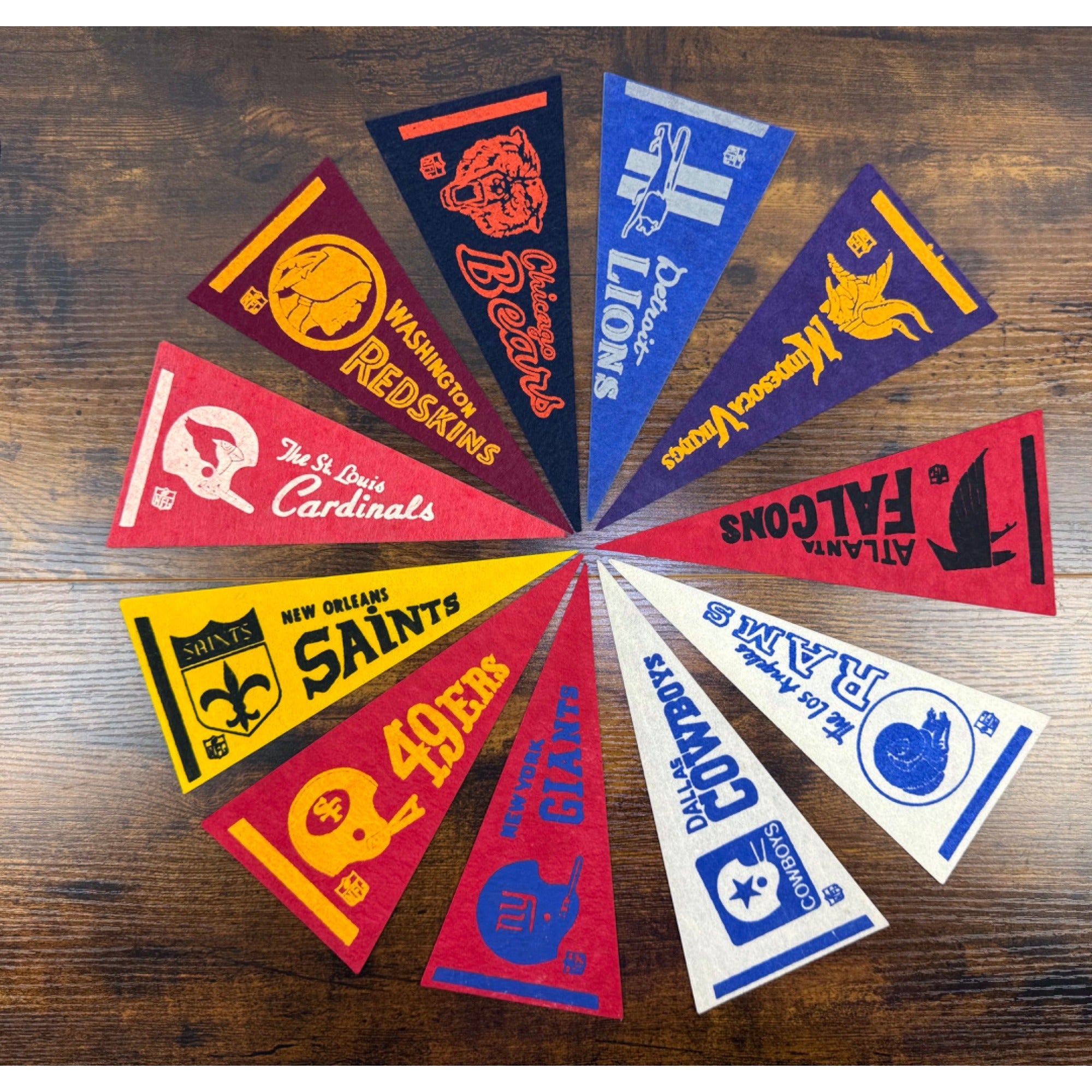 Vintage NFL NFC Team Felt Pennant Set of 11 Classic Logos - Football