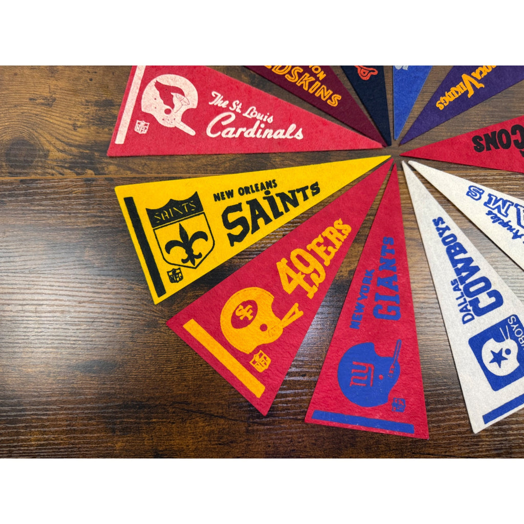 Vintage NFL NFC Team Felt Pennant Set of 11 Classic Logos - Football