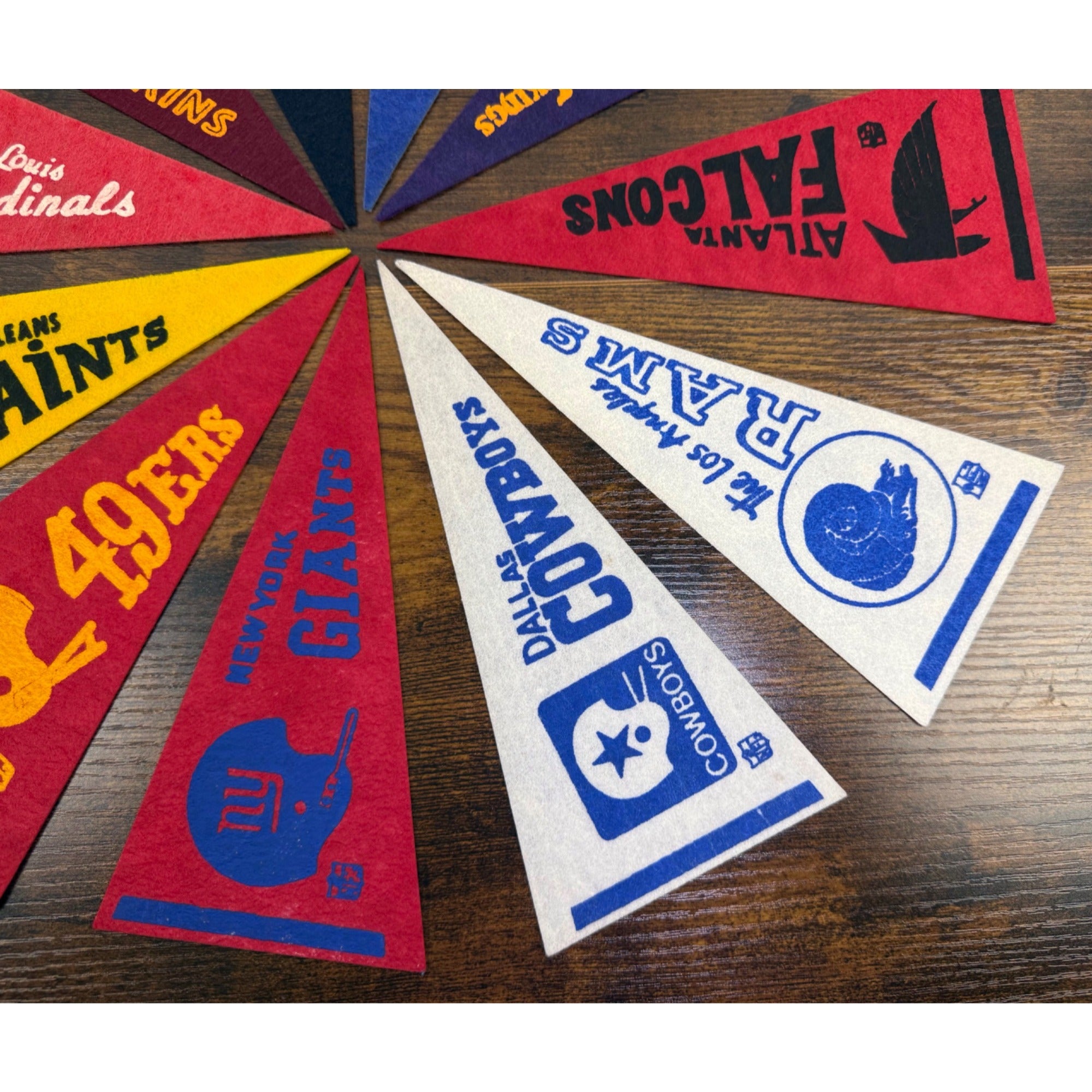 Vintage NFL NFC Team Felt Pennant Set of 11 Classic Logos - Football