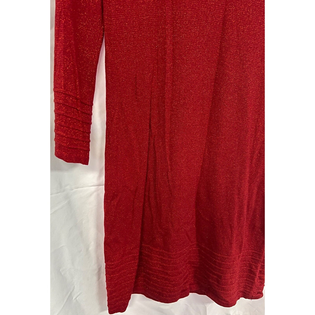 Women's Apostrophe red glitter long sleeve dress size small NEW