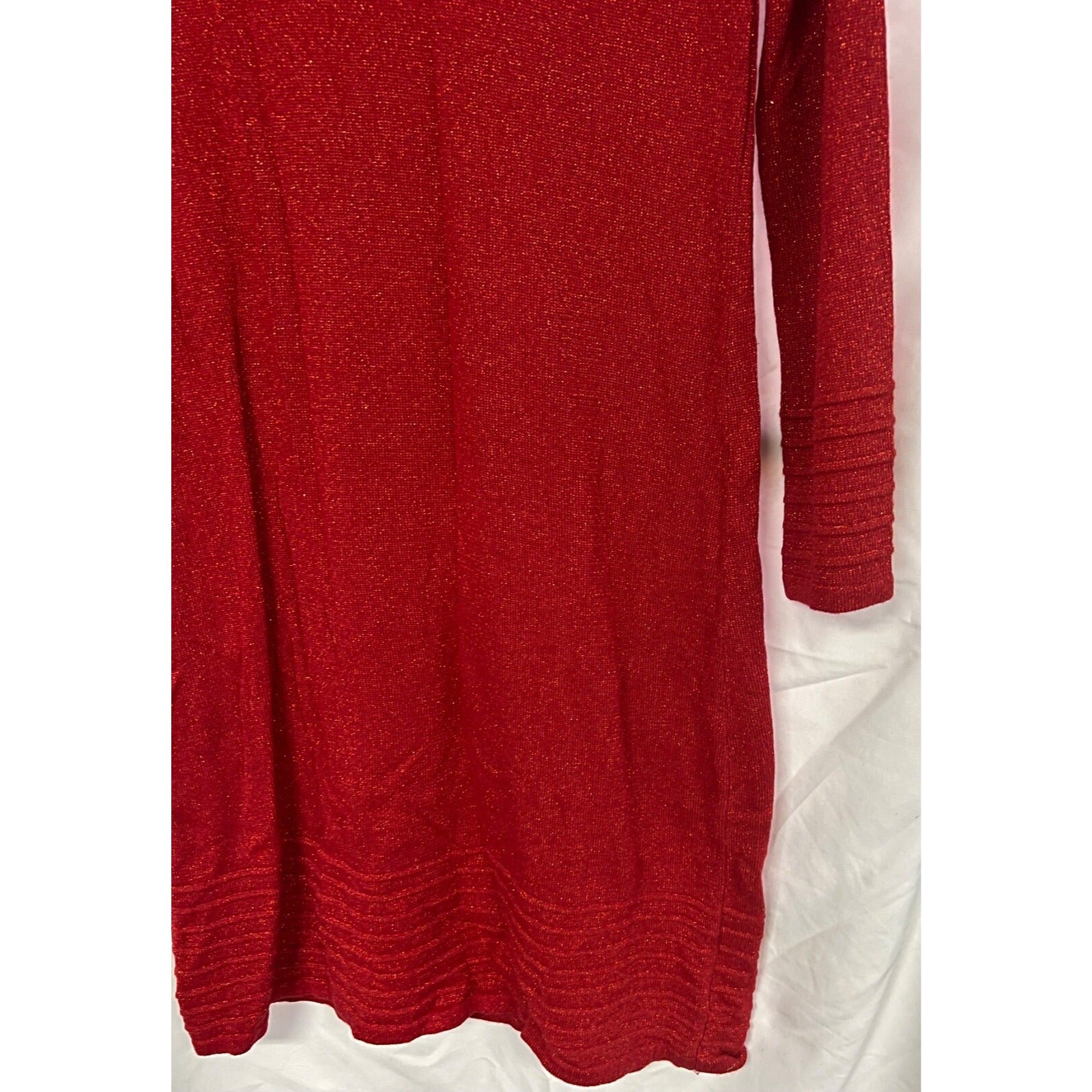 Women's Apostrophe red glitter long sleeve dress size small NEW