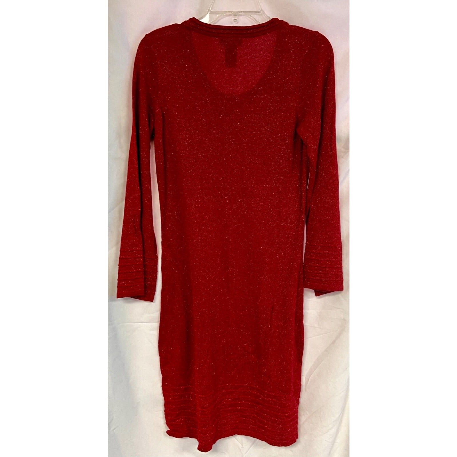 Women's Apostrophe red glitter long sleeve dress size small NEW