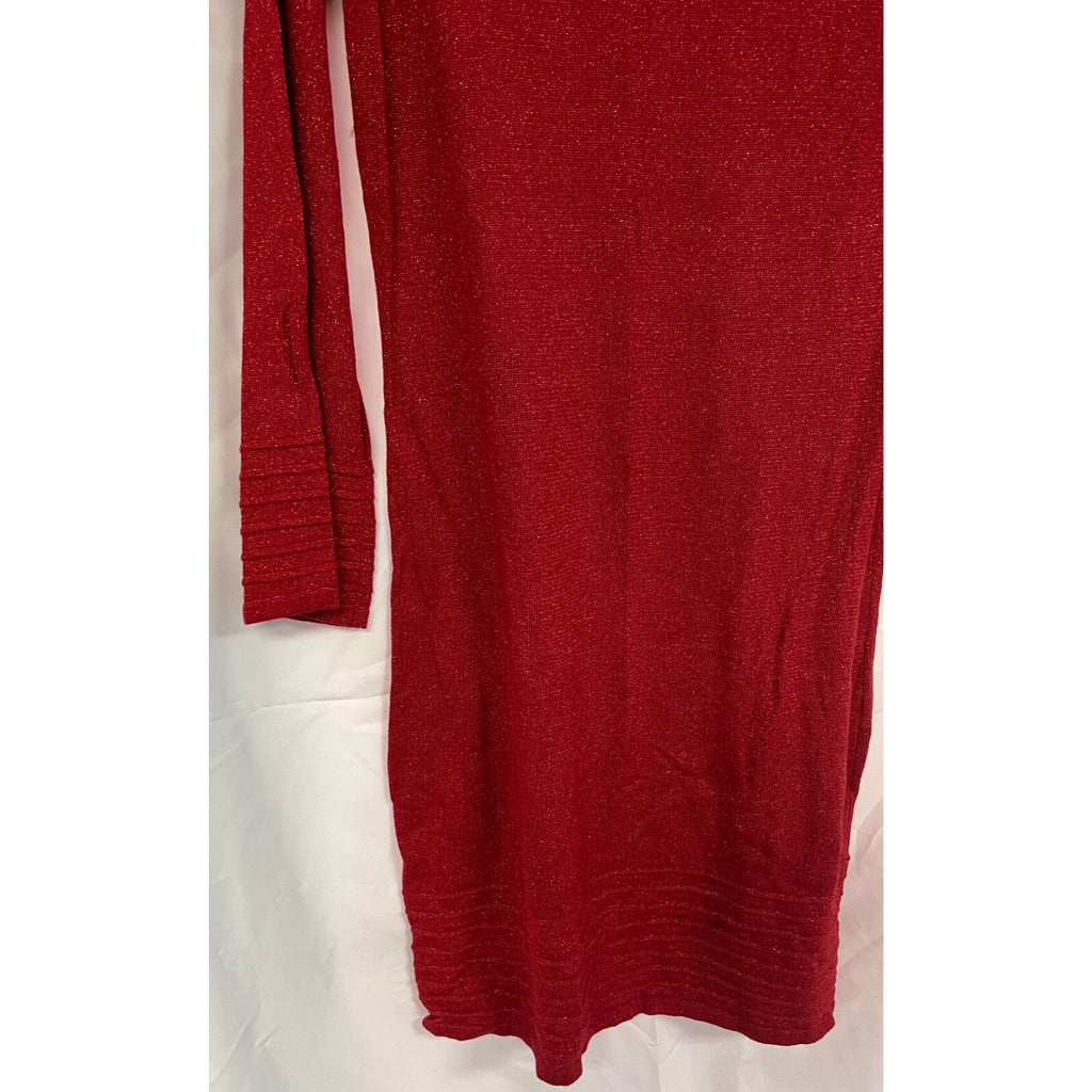 Women's Apostrophe red glitter long sleeve dress size small NEW